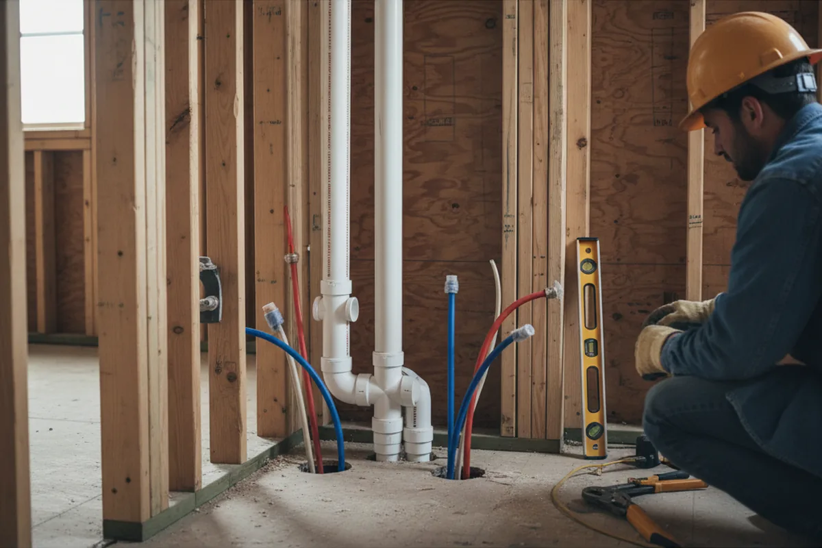 Drain and supply rough-in during Leak Detection in Fort Hill
